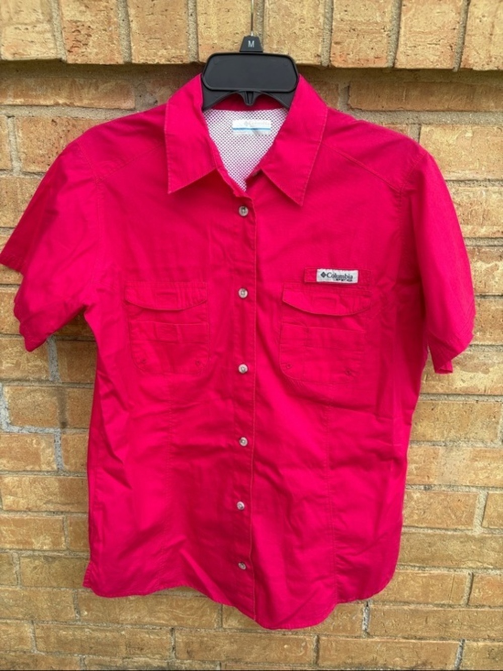 Columbia Women’s Short-Sleeve Button-Down Shirt - Hot Pink